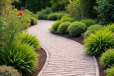 Beautiful paver walkway installed in a garden